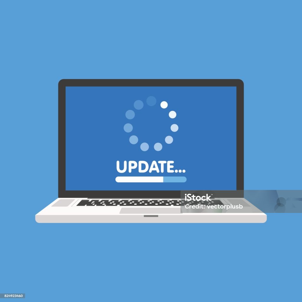 System software update and upgrade concept. Loading process in laptop screen. Vector illustration System software update and upgrade concept. Loading process in laptop screen. Vector illustration. Software Update stock vector
