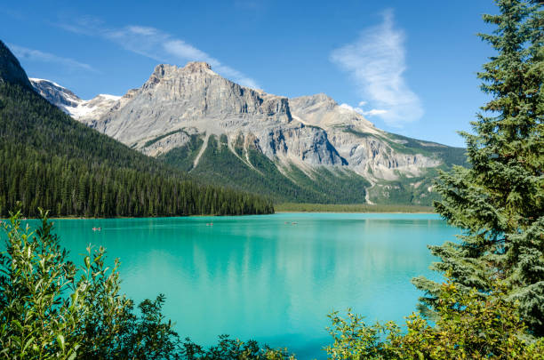 Magnicifient Emerald Lake in Yoho national park, BC during summer. Emerald Lake is located 50km from Golden,BC.