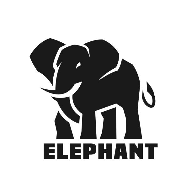 illustrazioni stock, clip art, cartoni animati e icone di tendenza di grande elefante icona monocromatica, simbolo. illustrazione vettoriale - pachiderma