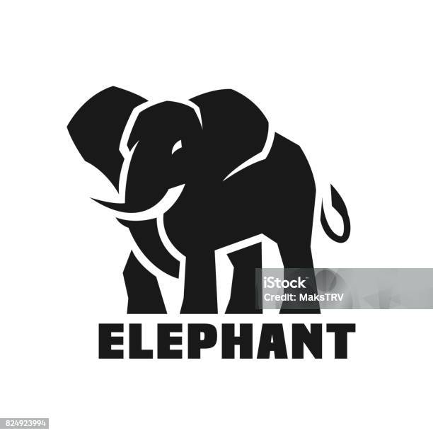 Big Elephant Monochrome Icon Symbol Vector Illustration Stock Illustration - Download Image Now