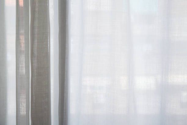 istock White curtain of the lounge window texture background. 824929022