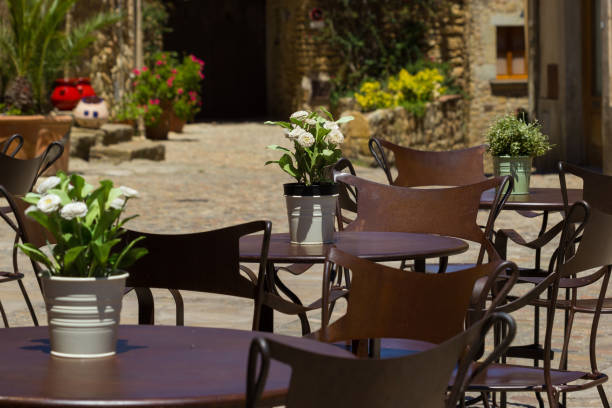 istock Free chairs in the restaurant in Spain 824931100