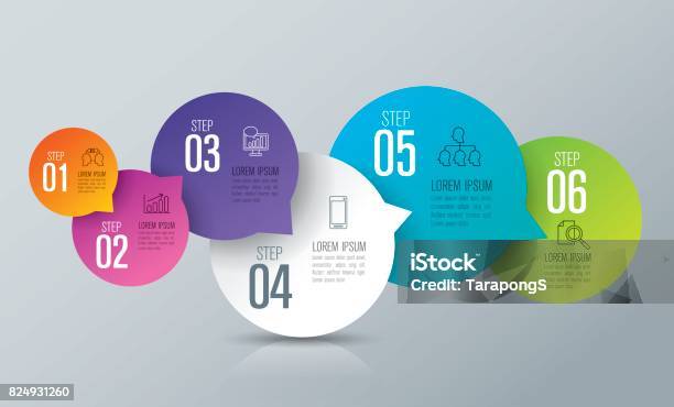 Infographics Design Vector And Business Icons Stock Illustration - Download Image Now - Number 6, Infographic, Steps