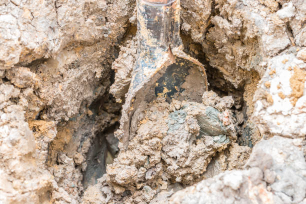 istock Dig up the clod clay with shovel. 824938384