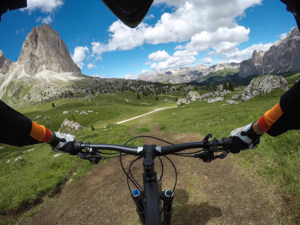 istock Mountainbiking in the Dolomites, Italy POV 824941440