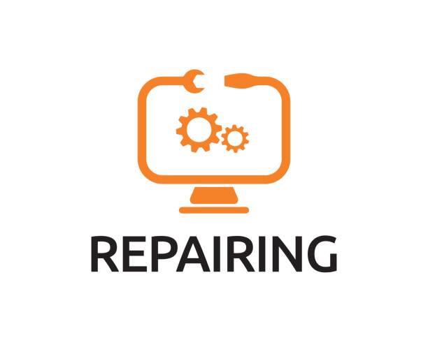 Repairing vector icon repair, computer, gear, icon computer store stock illustrations