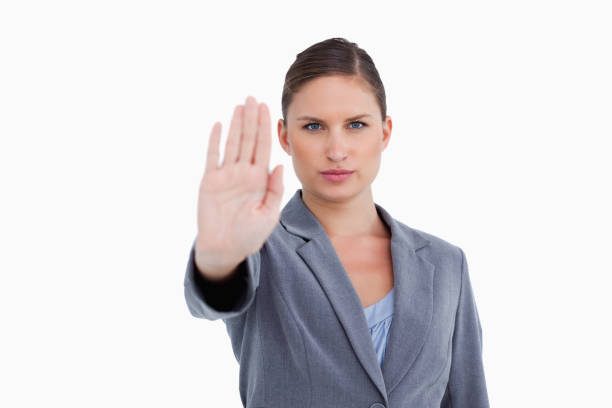 istock Tradeswoman showing her palm 824955934