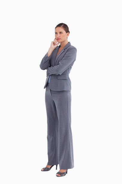istock Side view of tradeswoman in thinkers pose 824968232