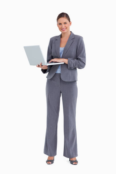 istock Smiling tradeswoman with her laptop 824970514