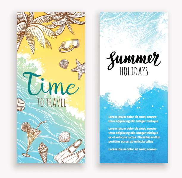 ilustrações de stock, clip art, desenhos animados e ícones de summer banner templates. - etching starfish engraving engraved image