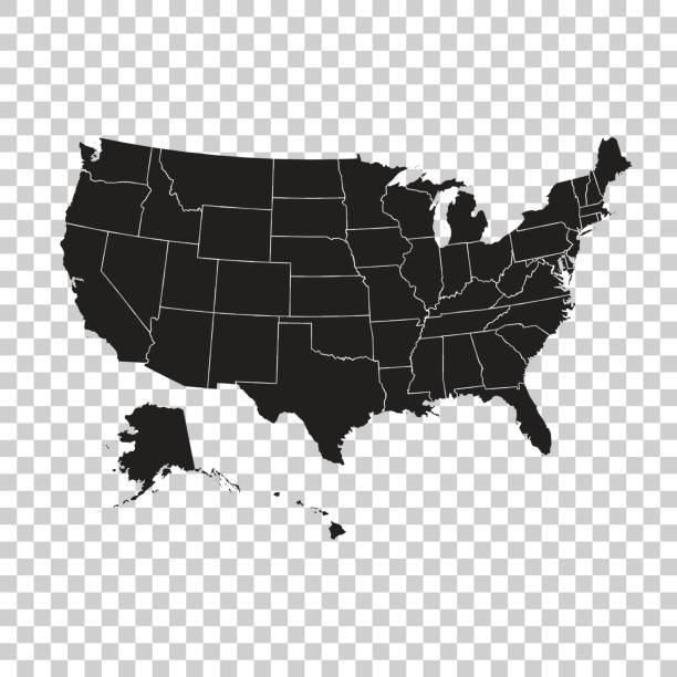 ilustraciones, imágenes clip art, dibujos animados e iconos de stock de alto detallado mapa de usa con estados federales. ilustración de vector estados unidos de américa sobre fondo aislado. - south dakota