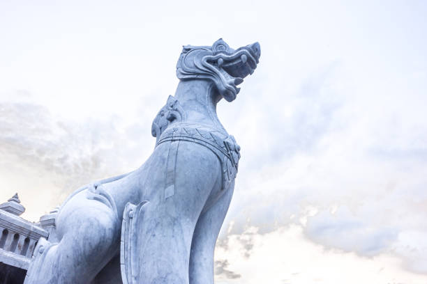 istock Thai Architecture. Ancient Singha (thai style lion) guardian statue in temple, Bangkok,Thailand 824977606