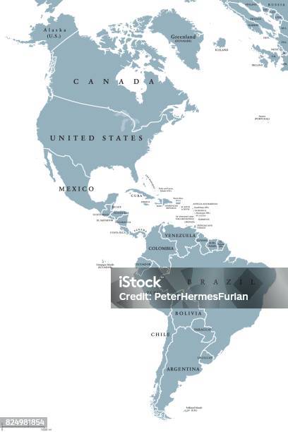 The Americas Political Map Stock Illustration - Download Image Now - Map, USA, The Americas