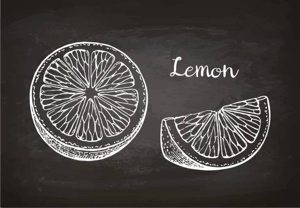 Lemon Sketch On Chalkboard Stock Illustration - Download Image Now