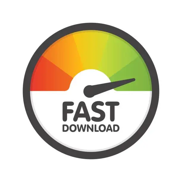 Vector illustration of Round Speedometer fast download speed. Vector illustration template