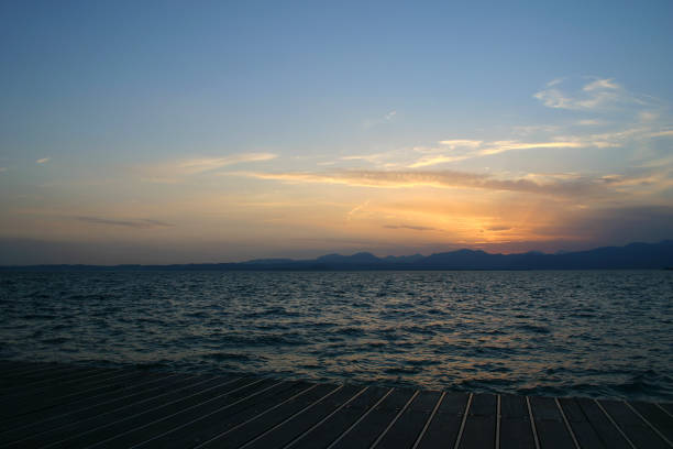 lake on the background of beautiful sunset sky