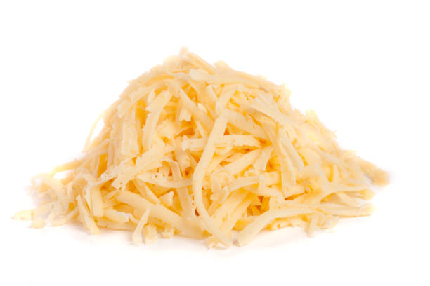 istock Heap of grated cheese isolated on white background 824999204