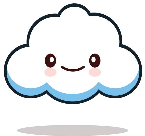 Kawaii Cartoon White Emoticon Cute Cloud Stock Illustration - Download  Image Now - Cloud - Sky, Kawaii, Human Face - iStock