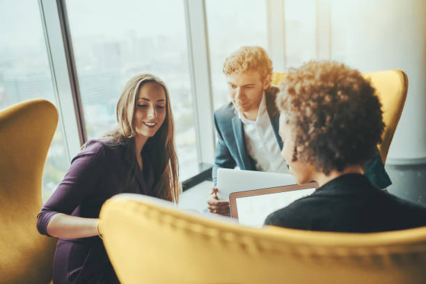 istock Business lady during work meeting in office 825005974