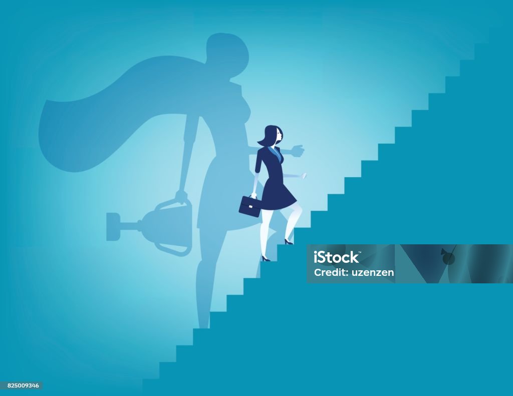 Businesswoman and stairway to success. Concept business vector illustration. Staircase stock vector