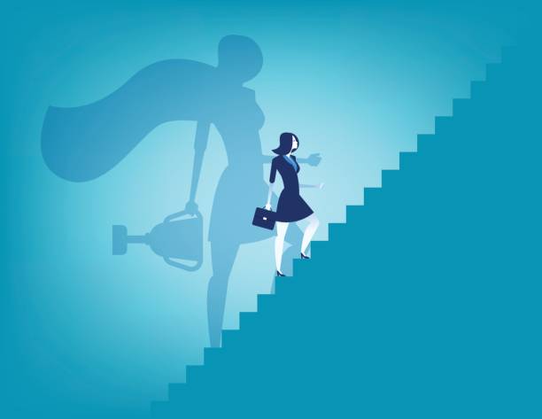 Businesswoman and stairway to success. Concept business vector illustration. Businesswoman and stairway to success. Concept business vector illustration. motivation illustrations stock illustrations