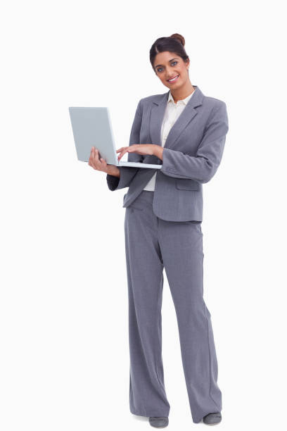 istock Smiling female entrepreneur with her laptop 825019542