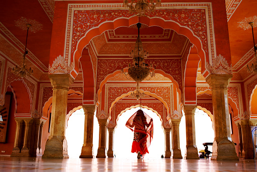 A woman traveling in Indian Palace