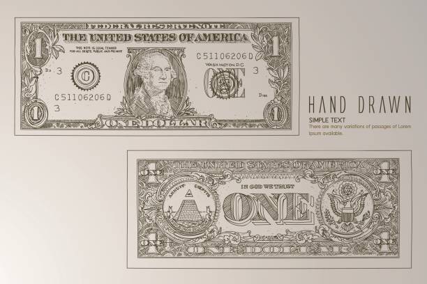 Close up of one dollar. Close up of one dollar. banking drawings stock illustrations