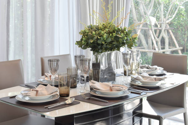 istock elegant table set in modern style dining room interior 825042480