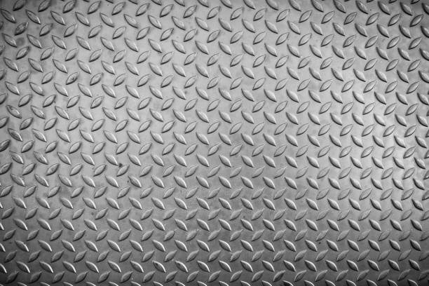 textura de placa de acero checker y antideslizante, antecedentes - diamond plate fotografías e imágenes de stock