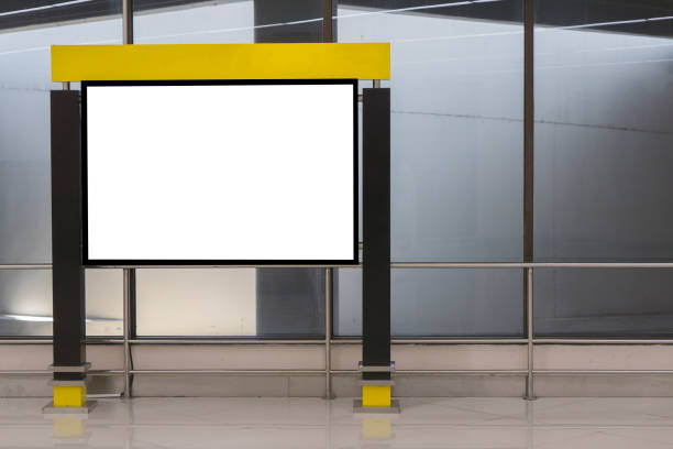 istock Empty blank billboard at airport ,train station,blank billboard - blank billboard advertising public commercial,ready for new advertisement,selective focus 825045992
