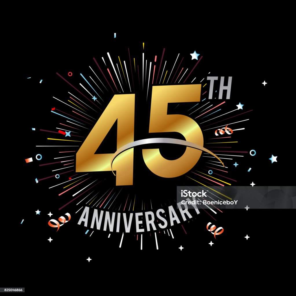 45th 45th Anniversary Fireworks And Celebration Background Stock Vector ...