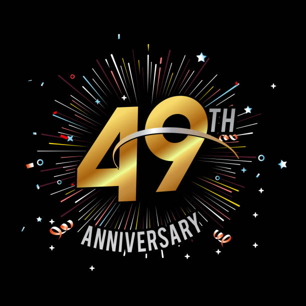 illustrations, cliparts, dessins animés et icônes de 49e anniversaire feux d’artifice et fond de célébration - stock vector - number 48