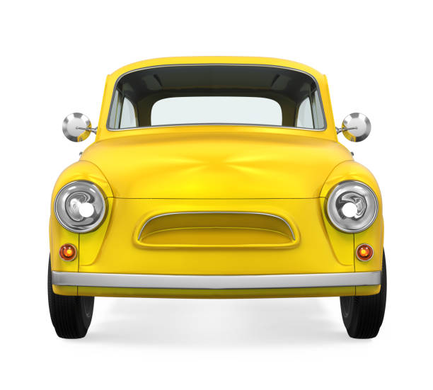 Yellow Retro Car Isolated