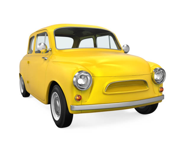istock Yellow Retro Car Isolated 825049934