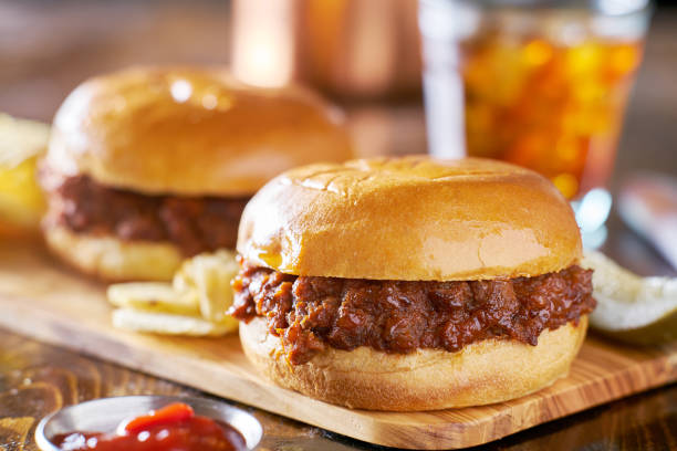 istock sloppy joe meal with potato chips and pickles 825053002