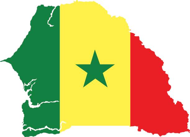 Territory and flag of Senegal Territory and flag of Senegal senegal flag stock illustrations
