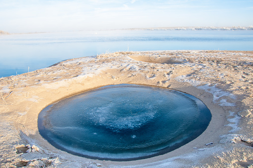 meteorite. Perfectly circular lake. Next meteorite on earth