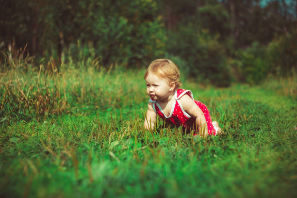 istock The child is sitting on the grass 825071438