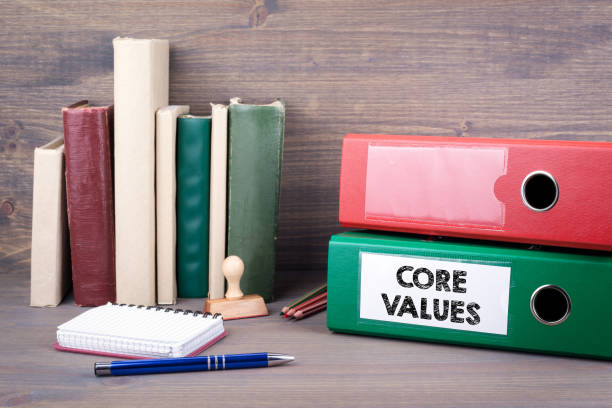 istock Core Values. Binder on desk in the office. Business background 825074572