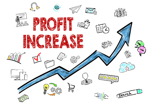 Profit Increase, Business Concept. Icons on white background