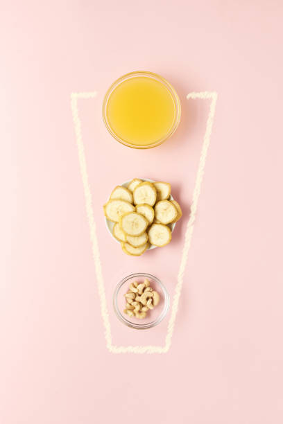 Glass of delicious nut smoothie stock photo