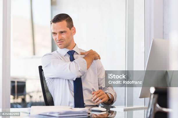 Back Pain At Work Stock Photo - Download Image Now - Working, Excess, Backache