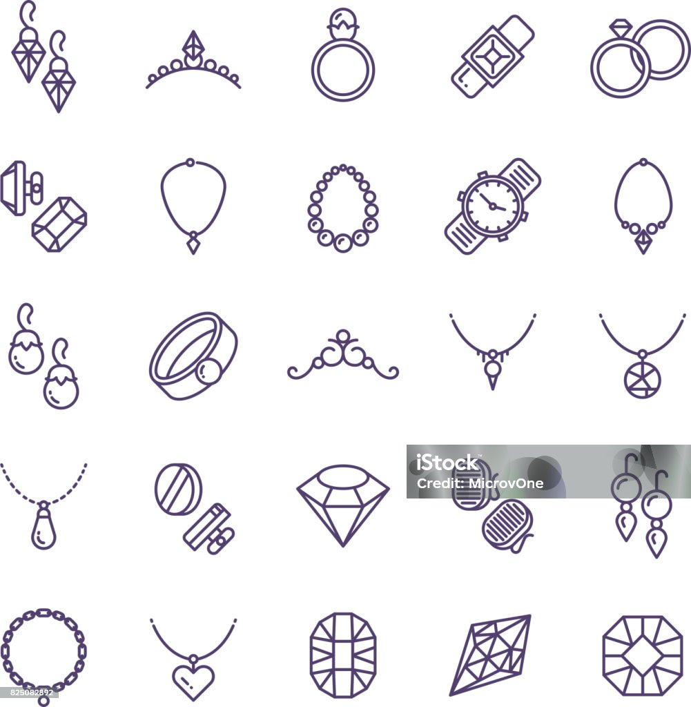 Expensive gold jewelry with diamond vector line icons and wedding accessories symbols Expensive gold jewelry with diamond vector line icons and wedding accessories symbols. Expensive fashion diamond and gem illustration Jewelry stock vector
