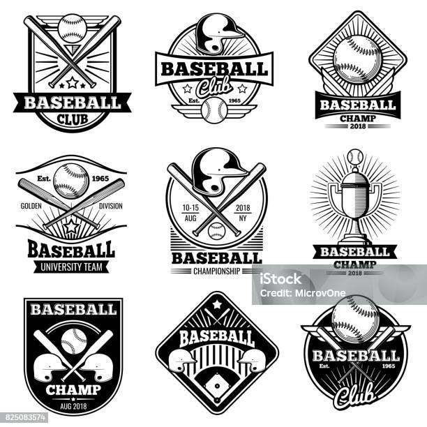 Vetores de Emblemas E Etiquetas De Vetor De Beisebol Vintage e mais imagens de Bola de Beisebol - Bola de Beisebol, Beisebol, Logotipo