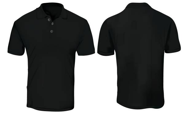 schwarzes polo shirt vorlage - polo shirt shirt clothing textile stock-grafiken, -clipart, -cartoons und -symbole