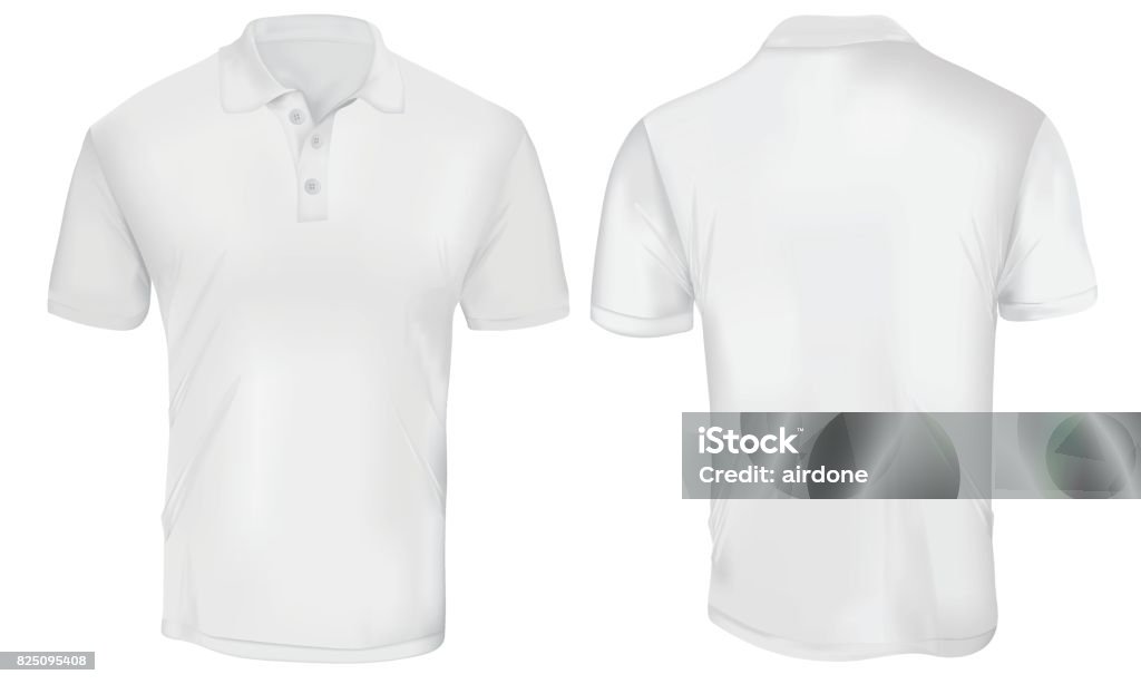 White Polo Shirt Template Vector illustration of blank white polo t-shirt template,  front and back design isolated on white Polo Shirt stock vector