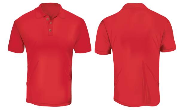빨간 폴로 셔츠 서식 파일 - shirt polo shirt red collar stock illustrations