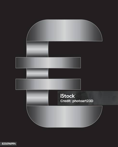 Euro Metal Rectangular Sign Rectangular Bent Metal Font Euro Currency Symbol Stock Illustration ...