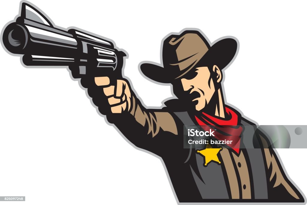 cowboy aiming the gun vector of cowboy aiming the gun Cowboy stock vector